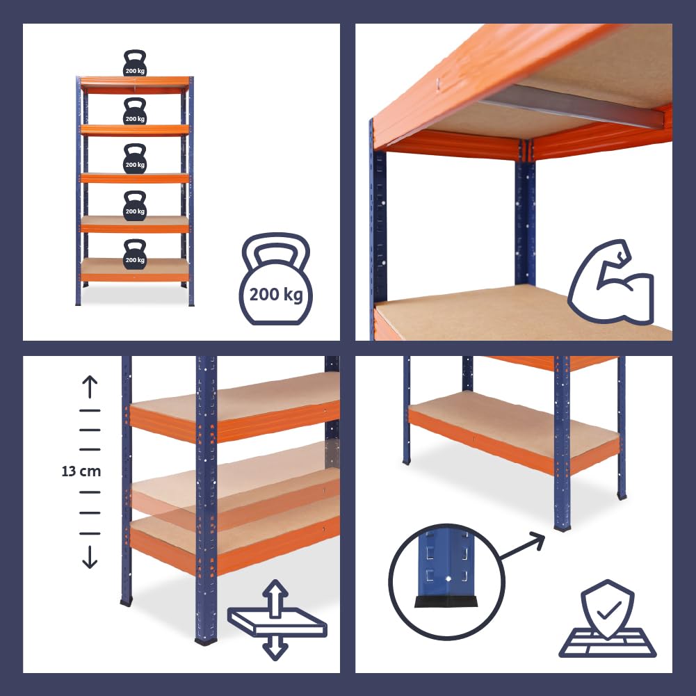 shelfplaza Pro 200x120x45cm Estantería Pesada Azul Naranja: 5x200kg | Estanterías almacenaje · Estanterías metálicas · Estantería cocina · Estantería metálica · Estanterías almacenaje garaje