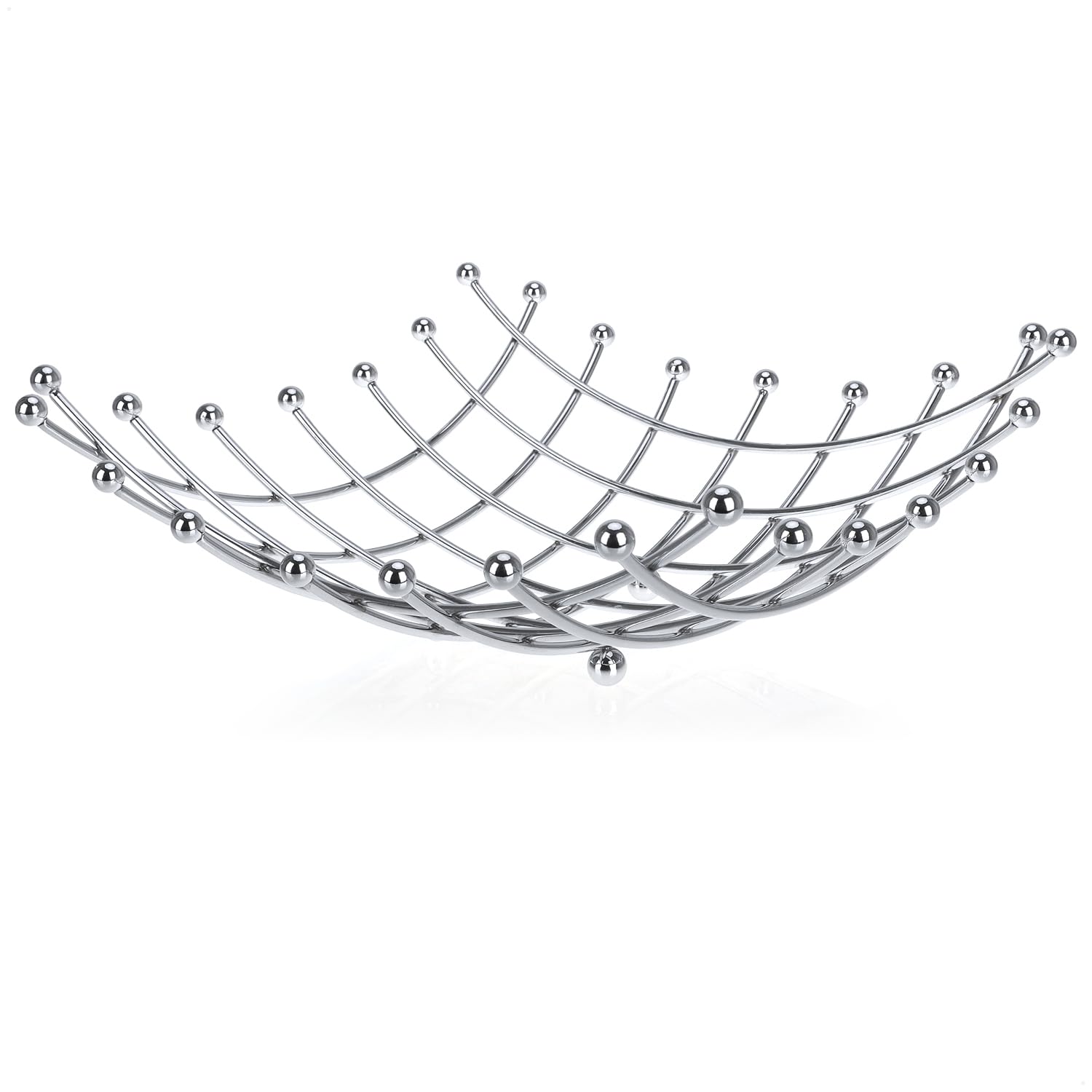 com-four® 2x ciotola per frutta in acciaio inox cromato, cestino decorativo argento, ciotola dal design moderno (color argento (cromato) - 2 pezzi)