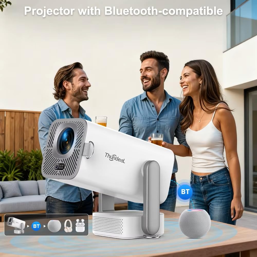 Proiettore Full HD 1080p, compatibile video 4K 3D, modello TD80Pro, dotato di Wi-FI e sistema Android, proiettore portatile, ideale per l'uso in home theater all'aperto (TD80Pro)