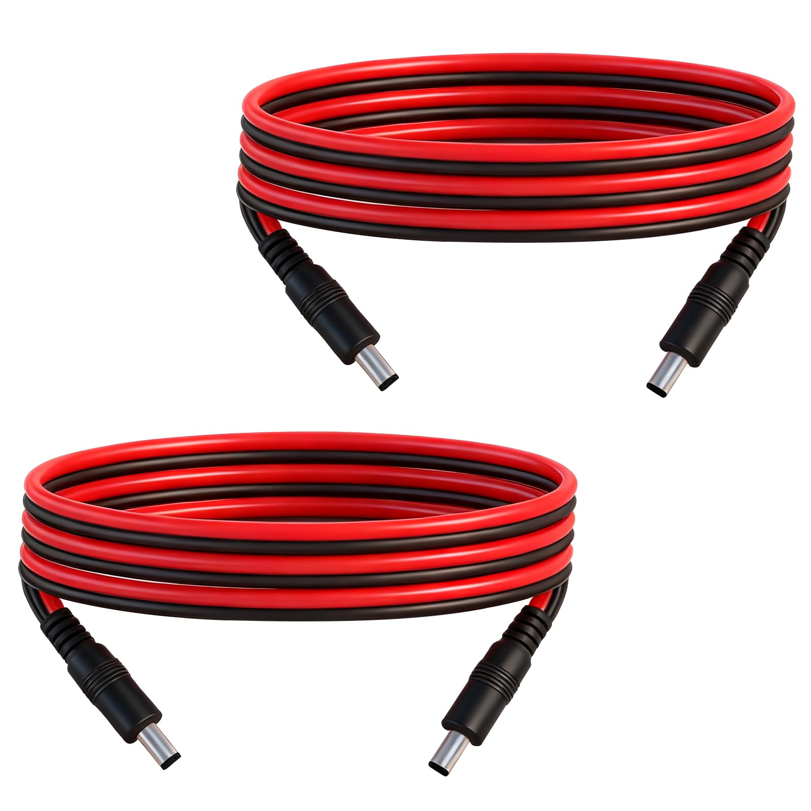 6.5FT 5.5mm x 2.1mm 14AWG Male to Male Connector Cable DC Power Extension Cord 5521 Connector for Solar Panels Outdoor Power Supply LED Strip Lights Surveillance Cameras Routers 2pcs