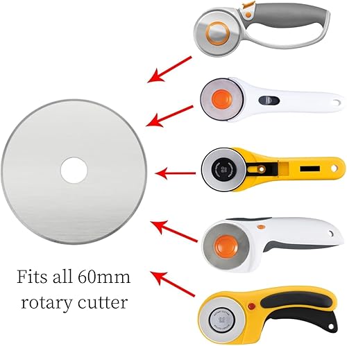 Miniatura 2 de AMASEWART Cuchillas rotativas de 2.362 in para Fiskars Olfa, hoja giratoria de repuesto para tela, acolchado, costura y manualidades (paquete de 10)