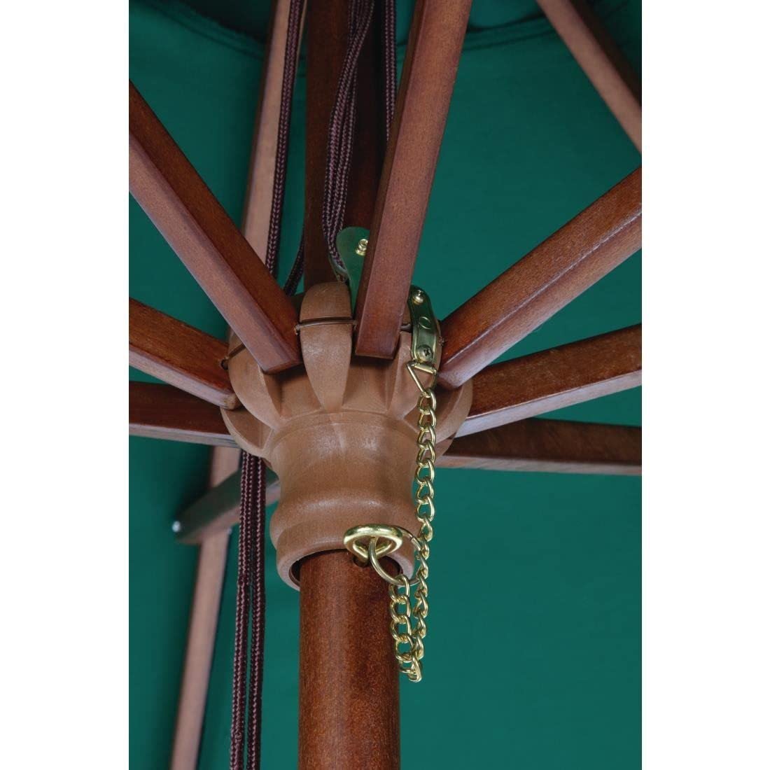 Bolero Parasol rond à poulie de 3 mètres de diamètre, vert, taille : 2,52(H) x 3(Dia)m, mât à 2 poteaux en bois dur Nyatoh, auvent hydrofuge, CB515