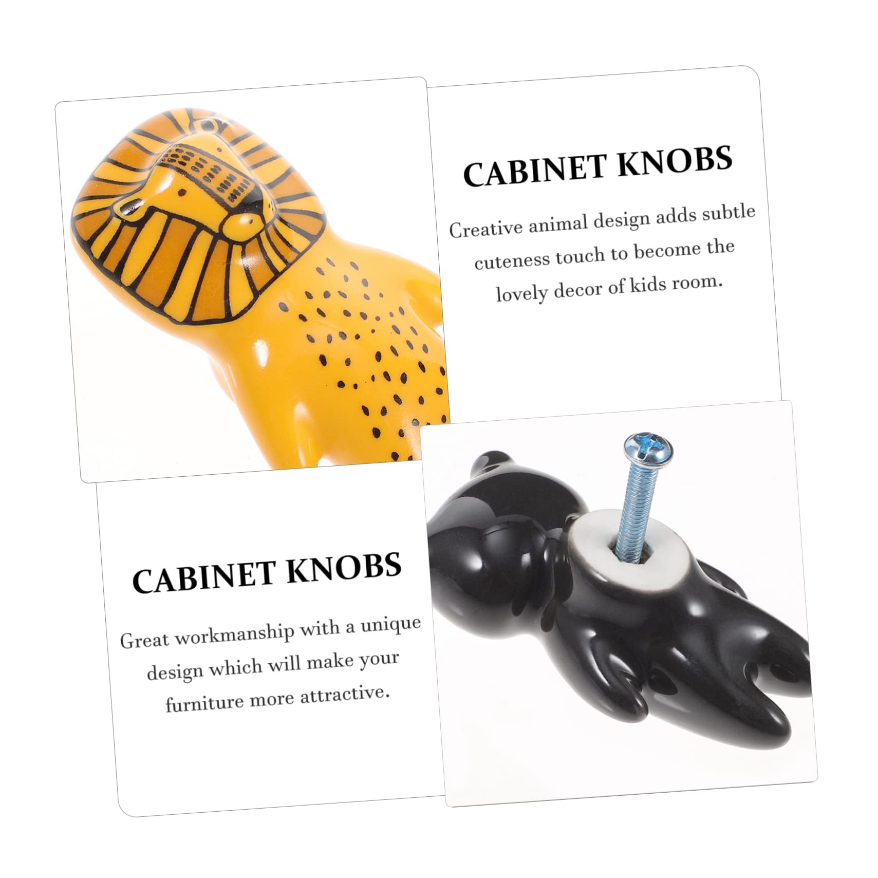 SHINEOFI Pomelli per Mobili in Ceramica e Lega, 8 Pezzi, Forma Animale, Decorativi e Facili da Installare, per Cameretta e Armadi