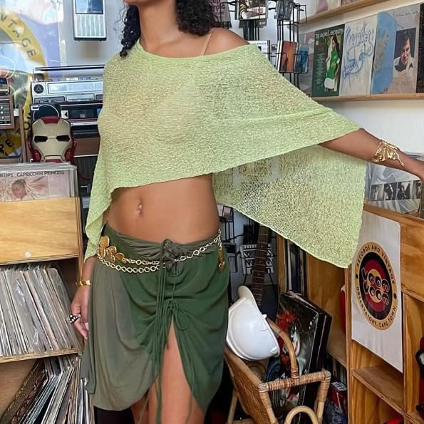 Women Sheer Poncho Bolero Lightweight Mesh Knit Shrug Pullover Off Shoulder See Through Cover Up Shawl Sweater3