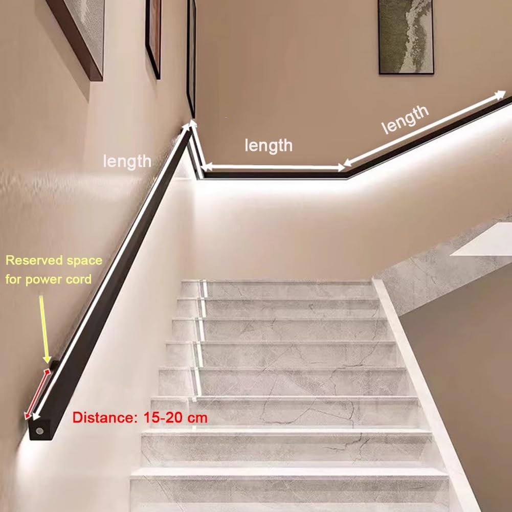 Podświetlana dioda LED ir il - 2 m aluminiowa balustrada naścienna do wnętrz i na zewnątrz grudzień - Slish Black esign dla bezpiecznego i nowoczesnego wyglądu