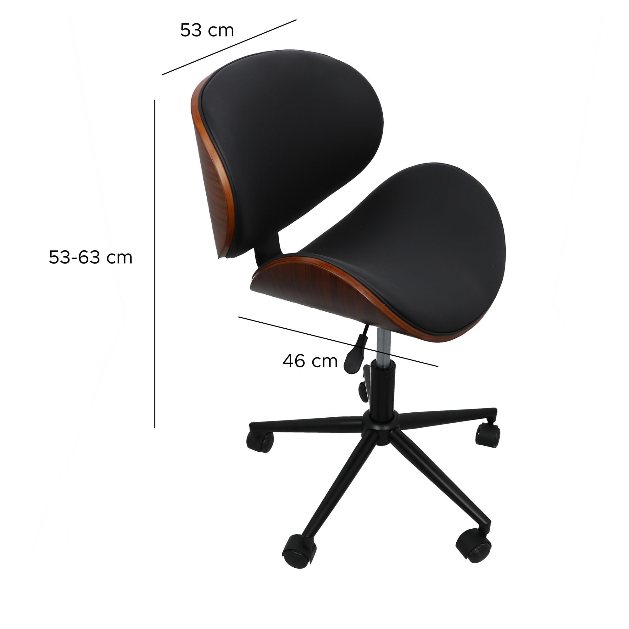 WELL HOME MOBILIARIO & DECORACIÓN Sedia da Ufficio 'Argi' Nera 52 x 46 x 63 cm, Pelle Sintetica, Nero, 52x46x63cm