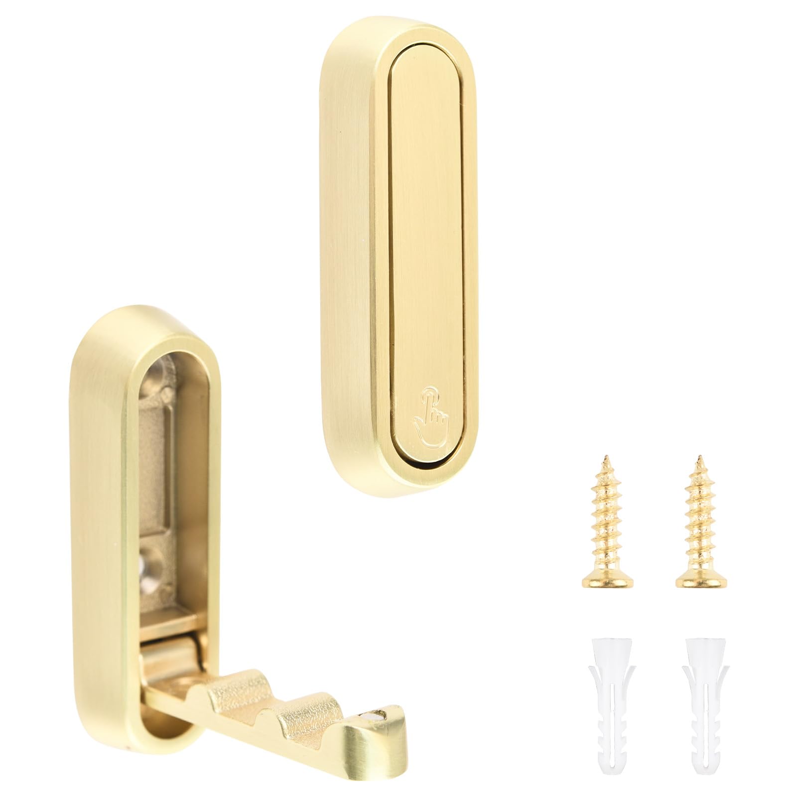 MOROBOR 2pcs Elliptical Folding Wall Hook, Zinc Alloy Folding Invisible Hooks Non-Slip Heavy Duty Coat Hook Retractable Support Hooks for Hanging Towels Hats Bags (Brushed Copper)