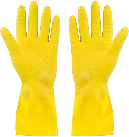 TARGET HYGIENE Reusable Rubber Cleaning Gloves Set | Long Sleeves,Extra Thickness |Hand Gloves for Washing, Cleaning,Long Sleeves Kitchen, Gardening, Household,Dish washing, Working, Painting, Gardening, Pet Care -2 Pair (Yellow - Medium)