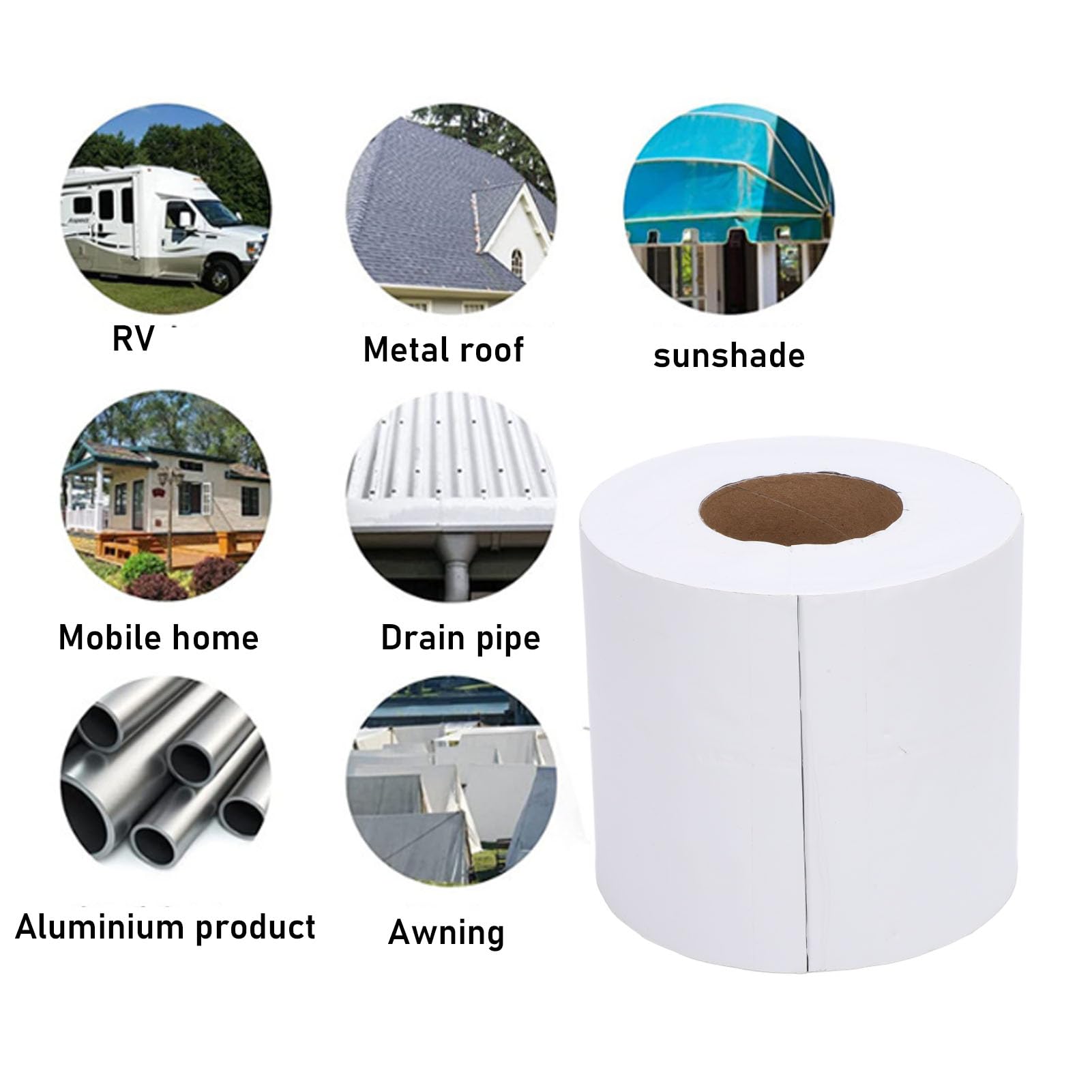 plplaaoo Weiß Wohnmobil-Dachdichtungsband, wetterbeständig, langlebig, Leckreparatur, wasserdichtes Dichtungsband mit Rolle für Wohnmobil, Anhänger, Van, Bus (6 Zoll x 50 Fuß (1 mm x 15 cm x 10 m))