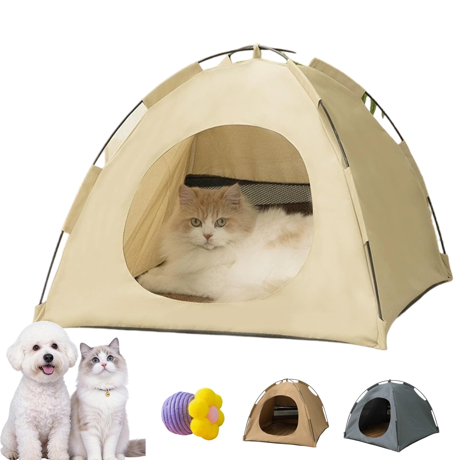 Pop-Up Pet Tent, Waterproof & Portable Dog Playpen with Cool Mesh, Foldable Automatic Dog Camping Tent with Removable Zipper Top for Cats & Small Dogs (1PC-A,Madium)