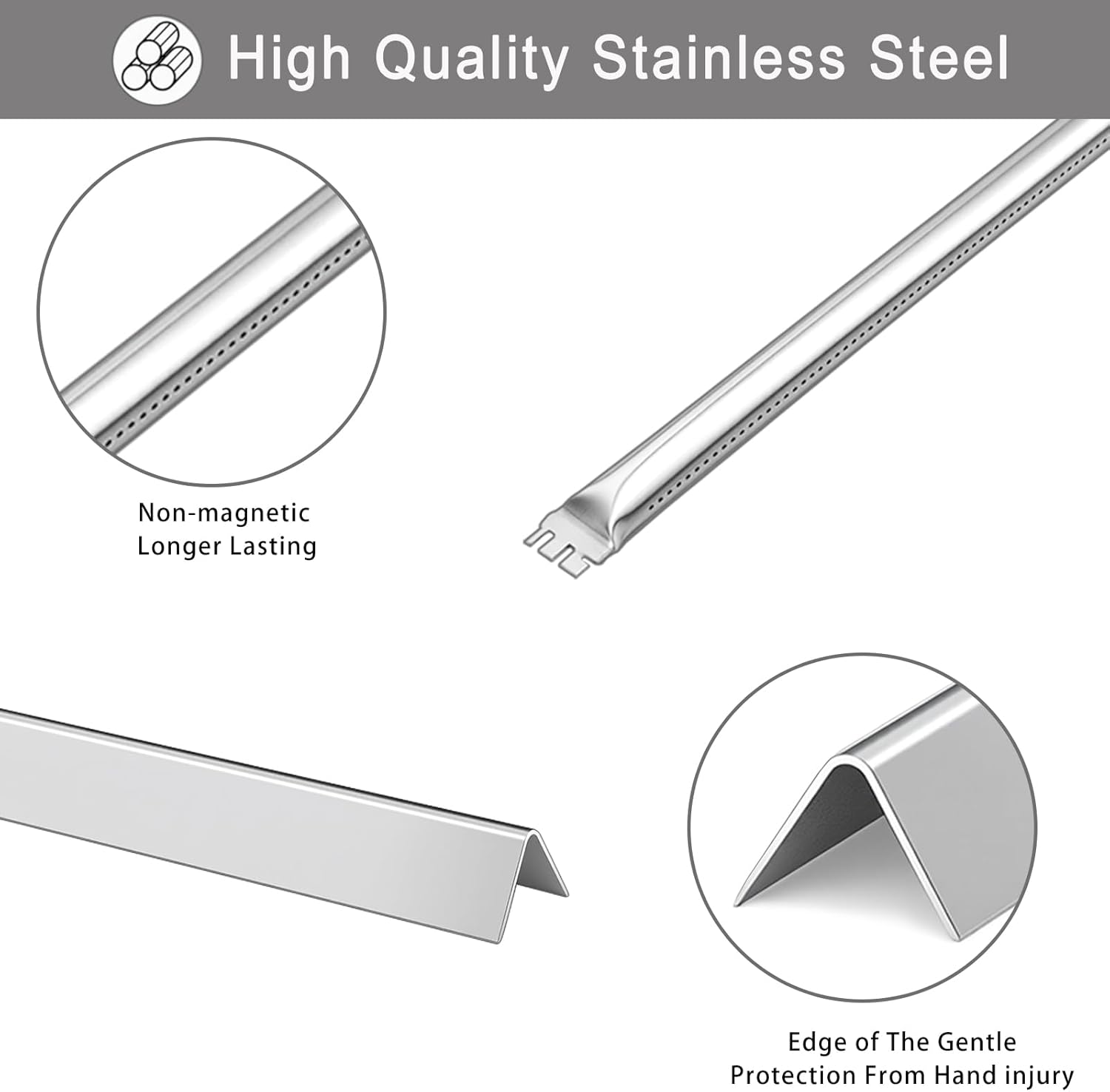 67557 Grill Burner and 67668 Grill Flavorizer Bars for Weber Summit 400 Series, Grill Parts for Summit 460 470 Gas Grills, Stainless Steel 18" Hot Plates and 20-1/2" Pipe Tubes