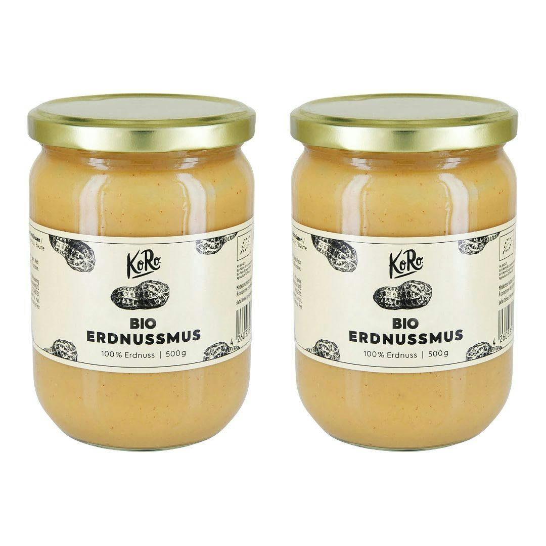 KoRo - Purée de cacahuète bio 2 x 500 g - Qualité bio - Sans additifs - Dans un lot pratique de deux