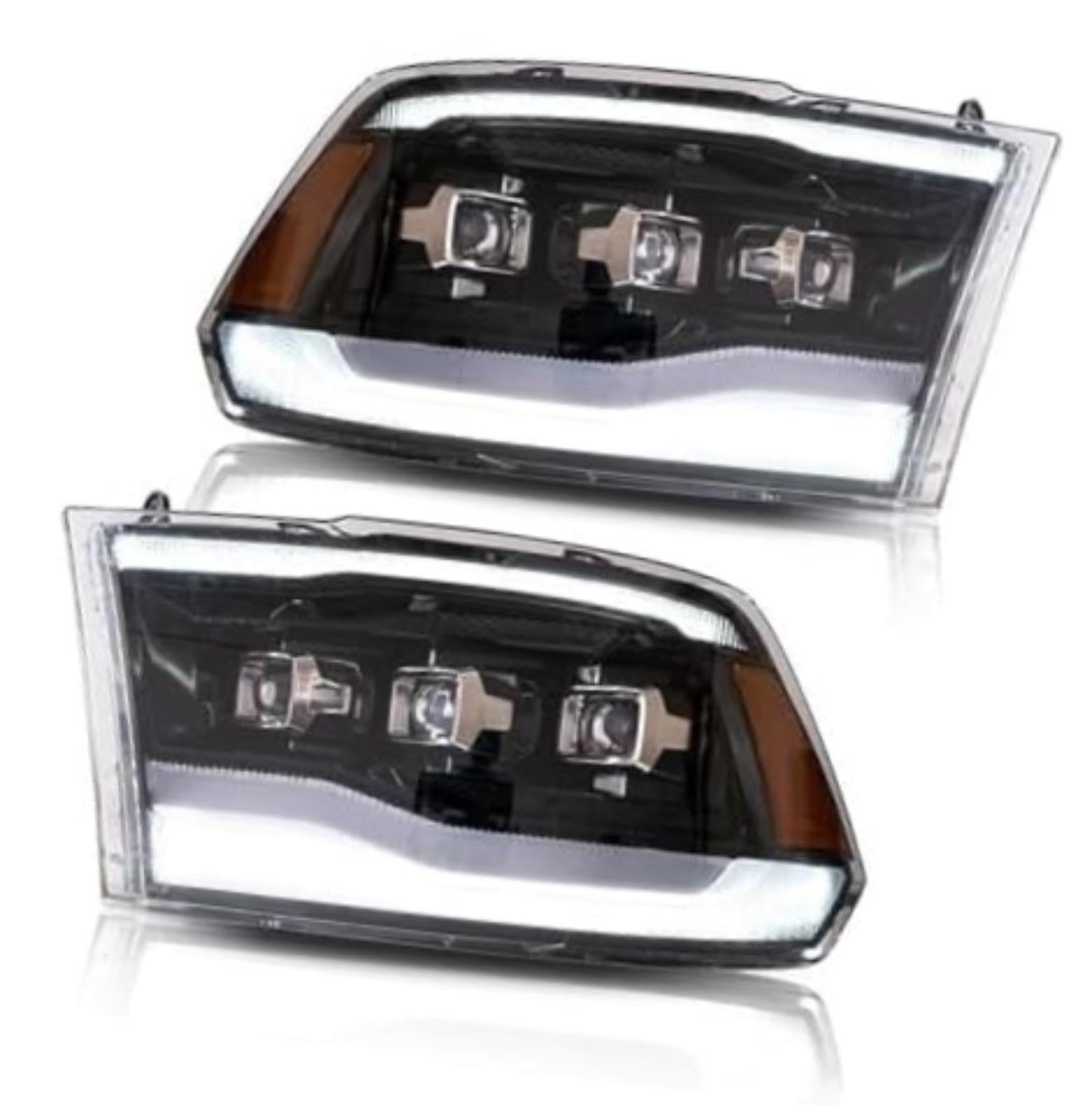 Dla DODGE, dla Ram 1500, dla Ram 2500 2009-2018 lampa czołowa światła przeciwmgielne drl do jazdy dziennej Tuning montaż reflektorów samochodowych reflektor włączony (Amber) (Amber)