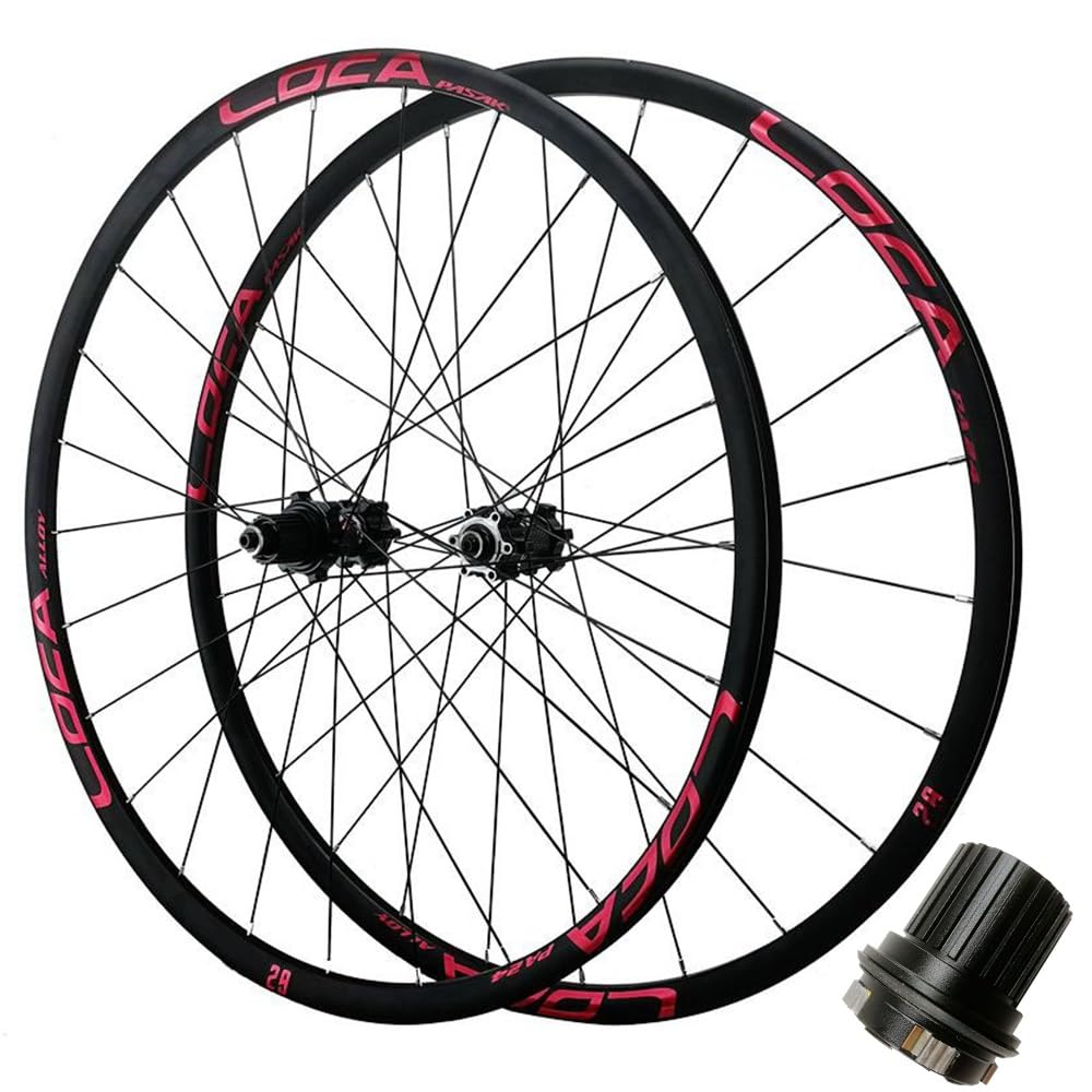 ZXGSXIOU Mountain Bike Wheelset 26'' 27.5'' 29'' Bikes Front Rear Rims QR Disc Brake 12 Speed Cassette Bearing Hub Wheels (Black-Silver, 29inch)
