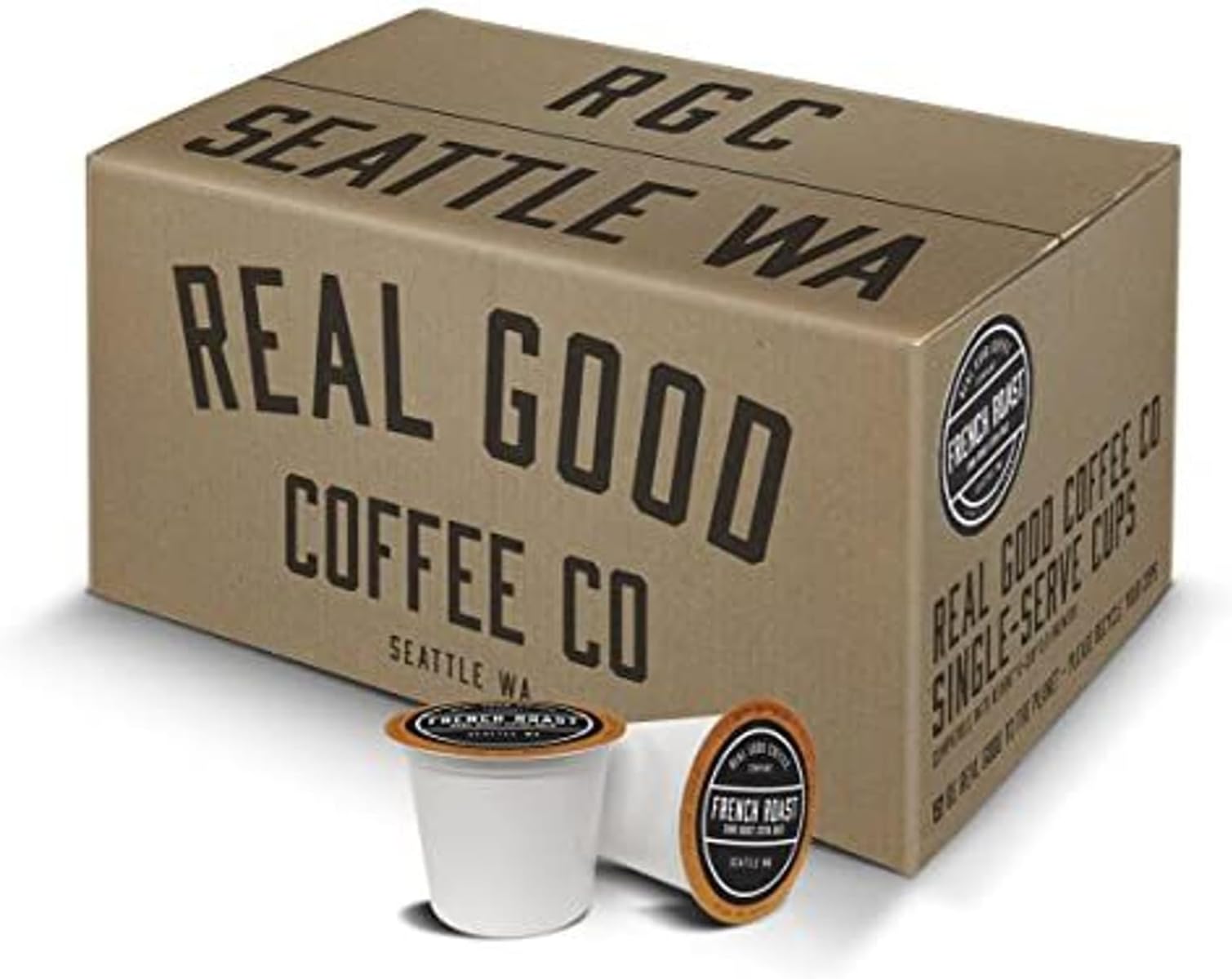 Real Good Coffee Company - Single Use Coffee Pods - Extra Dark French Roast Coffee - Compatible with Keurig 2.0 Brewers and K-Cups - Recyclable Cups and Packaging - 72 Count