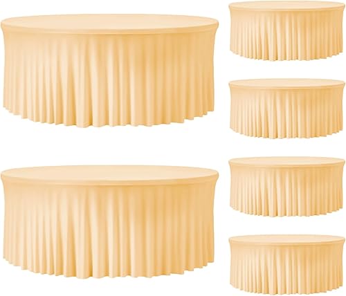 Miniatura 90 de Mantel redondo de 60 pulgadas blanco con borde elástico – Mantel ajustado sin arrugas y lavable para mesa redonda de 5 pies, mantel reutilizable