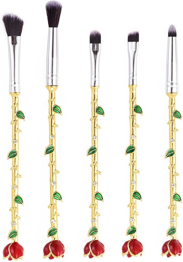 Rose Makeup Brushes Set 5 PCS for Eyes Cosmetics Blending Blush Eyeliner Eyebrow Concealer Cosmetic Brushes Set