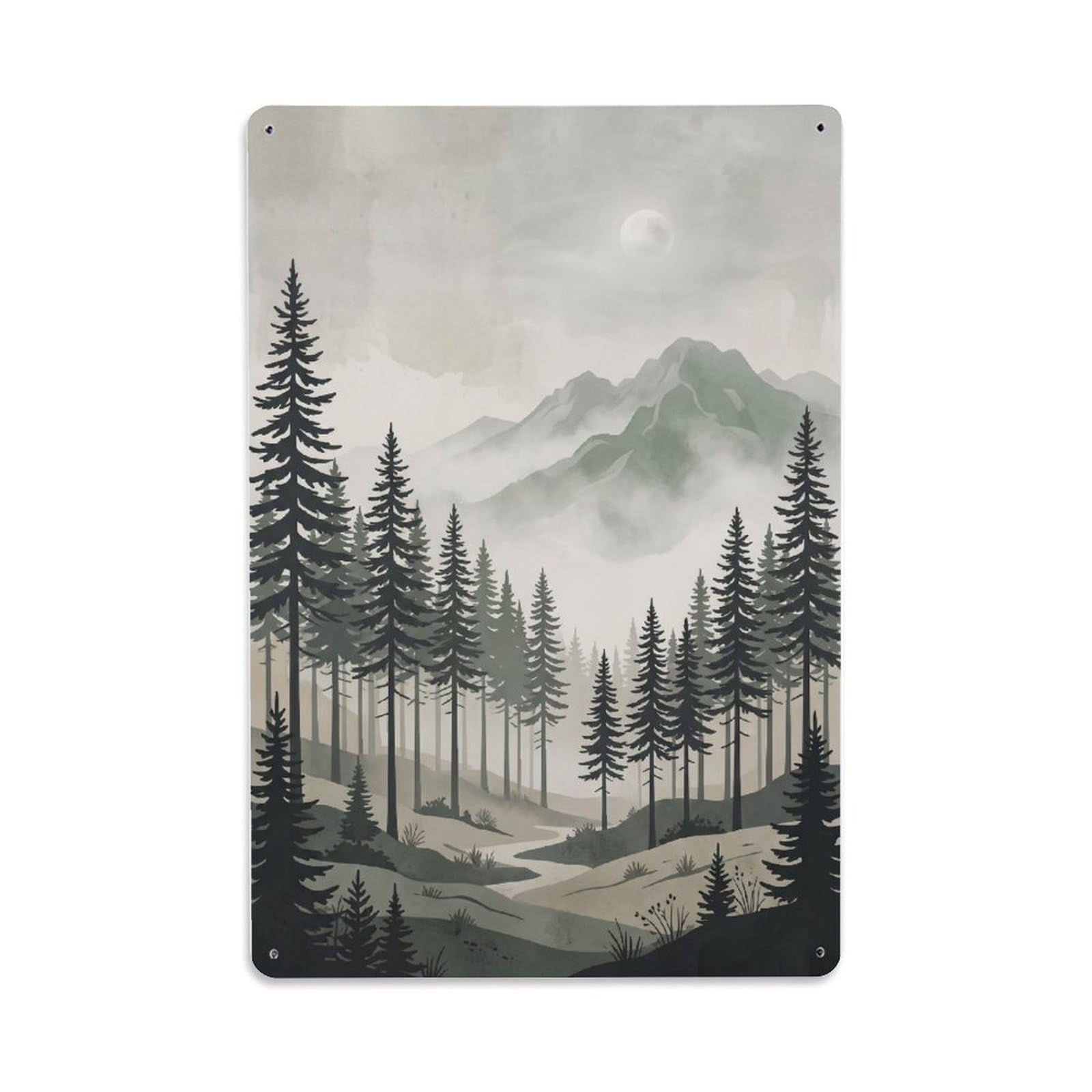 Nordic Forest Living Nature Metal Tin Sign Plaque Wall Decor for Cafe, Club Bar, Office, Home Garden Metal Poster 8x12Inch