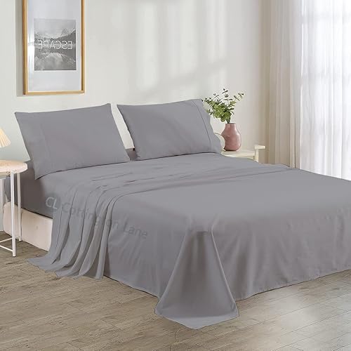 Miniatura 1 de Juego de sábanas tamaño California King, juego de sábanas de 400 hilos, sábanas de 100% algodón, sábanas de alta calidad, juego de 4 piezas, sábanas