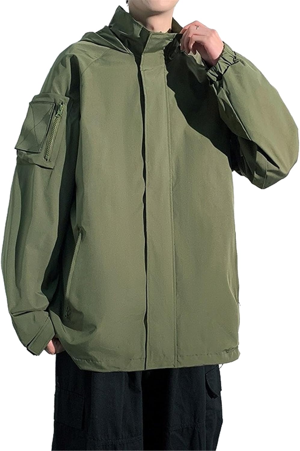 Windbreaker for Men, Autumn Loose Casual Jacket with Hood