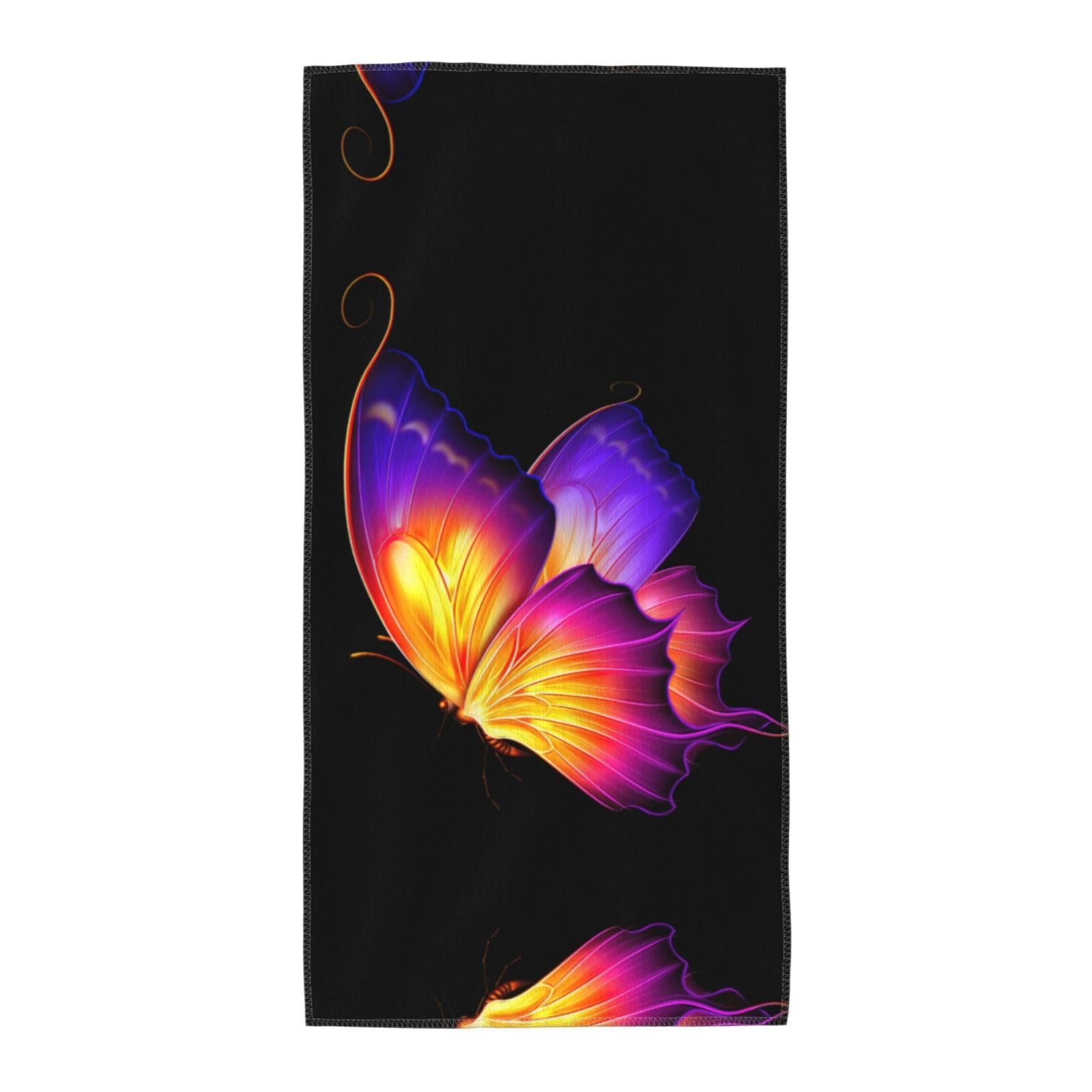 SDEGTHO Purple Butterfly Soft Absorbent Long Towel For Gym Sports Picnic Leisure Use