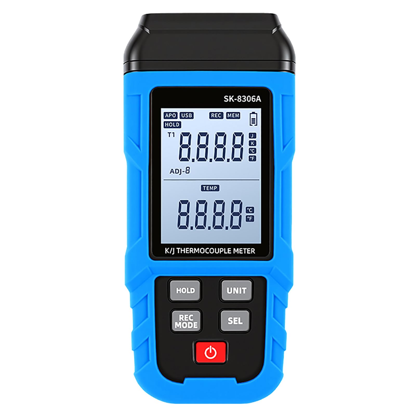 Zunate Thermomètre à Thermocouple Rechargeable USB avec Stockage Massif de Données, Idéal pour les Applications Industrielles (SK-8306A canal unique)