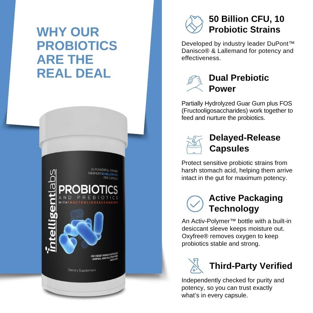 Adult Probiotics & Prebiotics 50B CFU, for Gut Health, 60-day supply — Amazon image 3