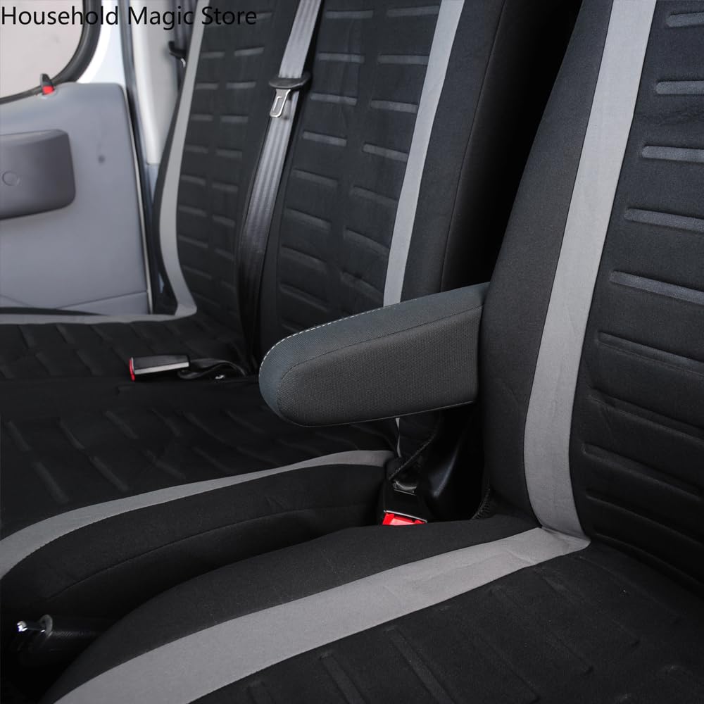 Housse Siege Voiture Van pour Renault Master 4 (IV) XDD I AB Bj.2024-, 1+2 Simples et Doubles avec Bases Jointes Housses de Sièges en Tissu,C