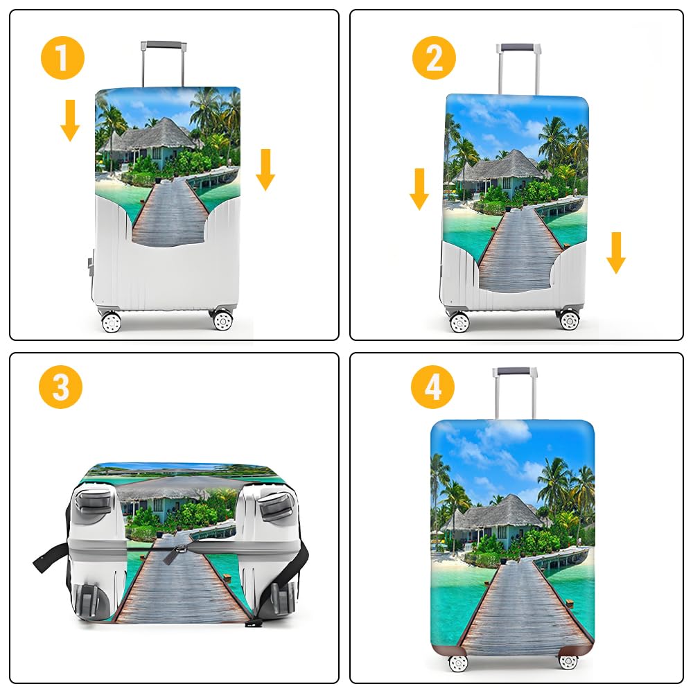 Coprivaligia Elastico, Mateju Paesaggio da Spiaggia Lavabile Copertura per Bagagli Trolley Custodia Protettiva per Adulti, Bambino, Teen, Viaggi, Business (XL,Cielo)