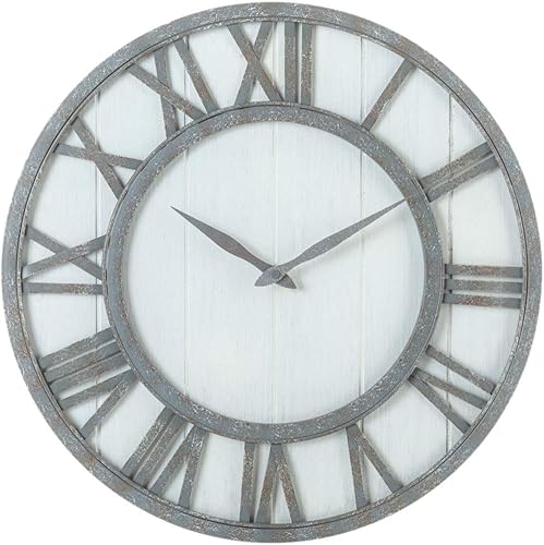 Oldtown Farmhouse - Reloj de pared silencioso (de metal y madera maciza)