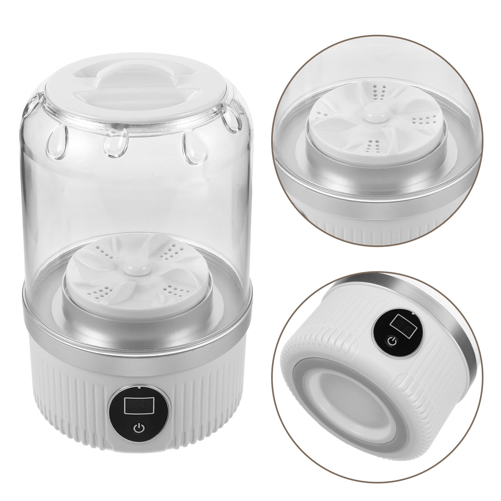 Mini Lavadora Portátil Recargable de Ropa Interior y Calcetines | Batería 3000mah, Color Blanco, Cuerpo de Plástico, Uso en Casa y Viaje