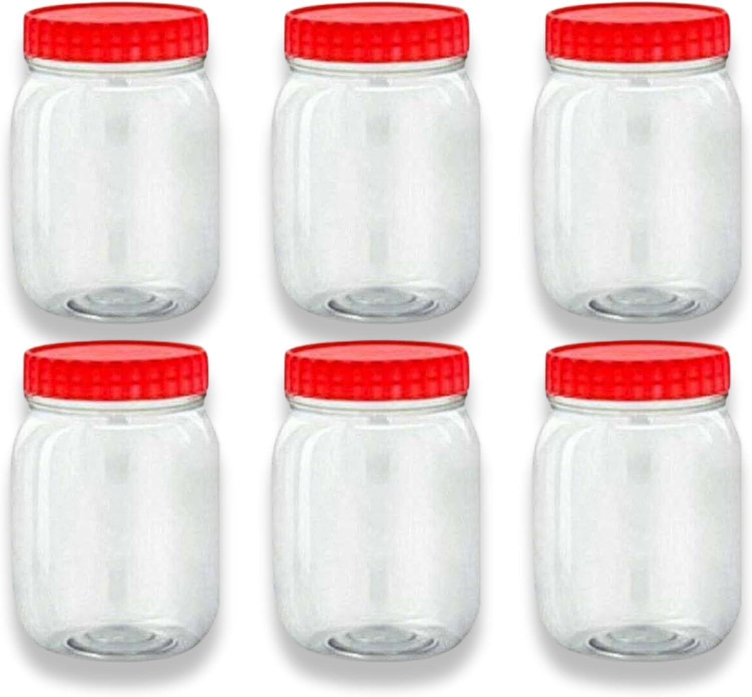 KANSY Plastic Storage Containers Round Clear Spice Jars With Screw Top Lids, Airtight Bpa Free Plastic Mason Jars For Kitchen Pantry, Jam Jars For Crafts And Hardware (6x 500ml)
