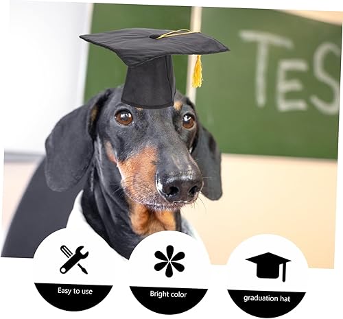 Miniatura 5 de Sombreros de graduación para perros, gorra de graduación para cachorros, gorra de graduación para perros pequeños como chihuahua, color negro