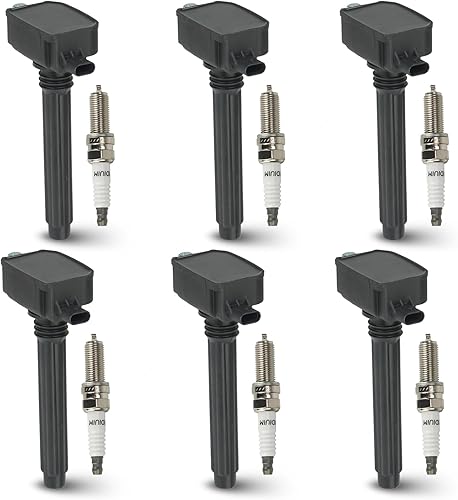 Paquete de 6 bobinas de encendido con 6 bujías de iridio compatibles con Chrysler Pacifica Dodge Durango Jeep Grand Cherokee Wrangler Ram 1500 3.6L