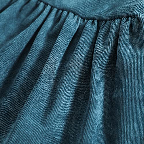 Mainesaka Toddler Baby Girl Fall Dress Kids Corduroy Long Sleeve Ruffle Collar Princess A-Line Dress Winter Solid Skirt Outfits (Ruffle Collar-Blue, 6-12 Months) #TOP4