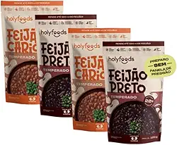 4 UND FEIJÃO TEMPERADO SEM PANELA DE PRESSÃO HOLYFOODS 120G - CARIOCA E PRETO