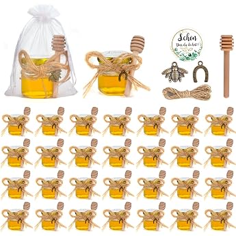 Pack of 30 Small Honey Jars 45 ml Honey Jars Wedding Favours