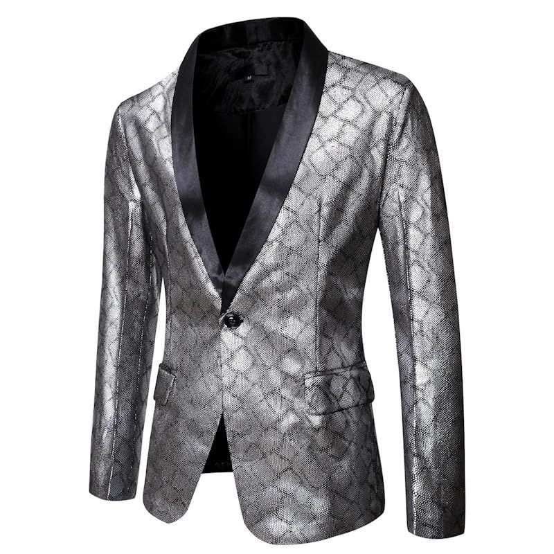 Men's Printed Casual Blazer One Button Sport Coat Fall Trendy Fashion Suit Jacket for Business Party2
