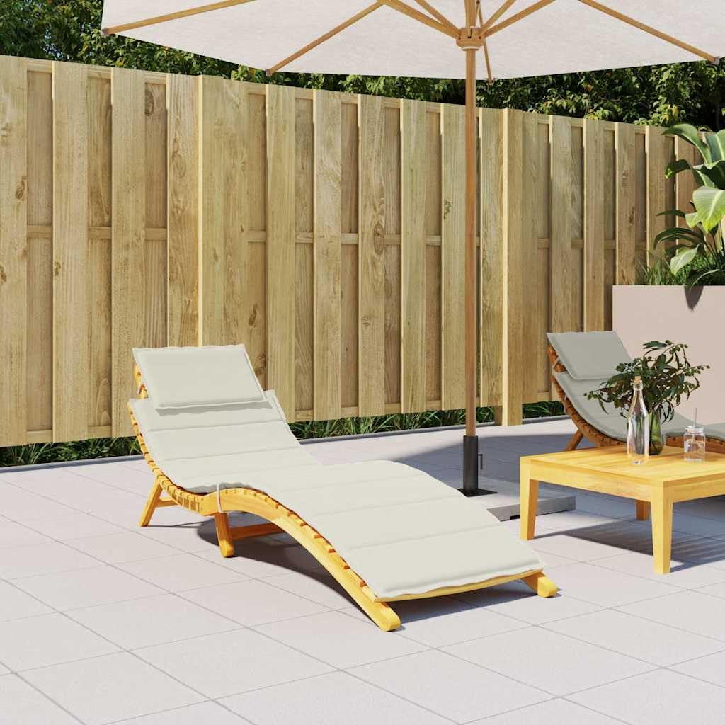 Cuscino per Lettino Prendisole Crema Mélange in Tessuto 100% Poliestere 186x58x4cm con Imbottitura in Fibra di Schiuma Antiscivolo Lavabile per Giardino Esterno Interno Comfort Ergonomico
