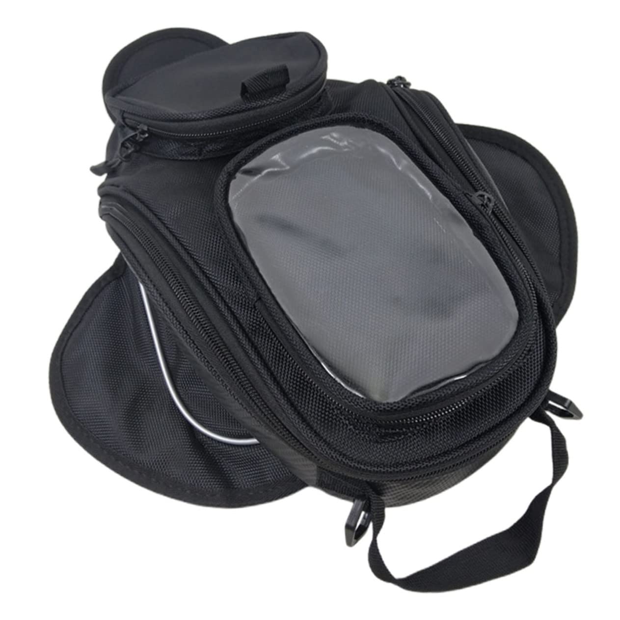 GRIRIW Magnetic Motorcycle Carrier Bag Storage Organizer for Long Rides Fits Phone Durable Material Multiple Compartments Easy Magnetic Fixing Black