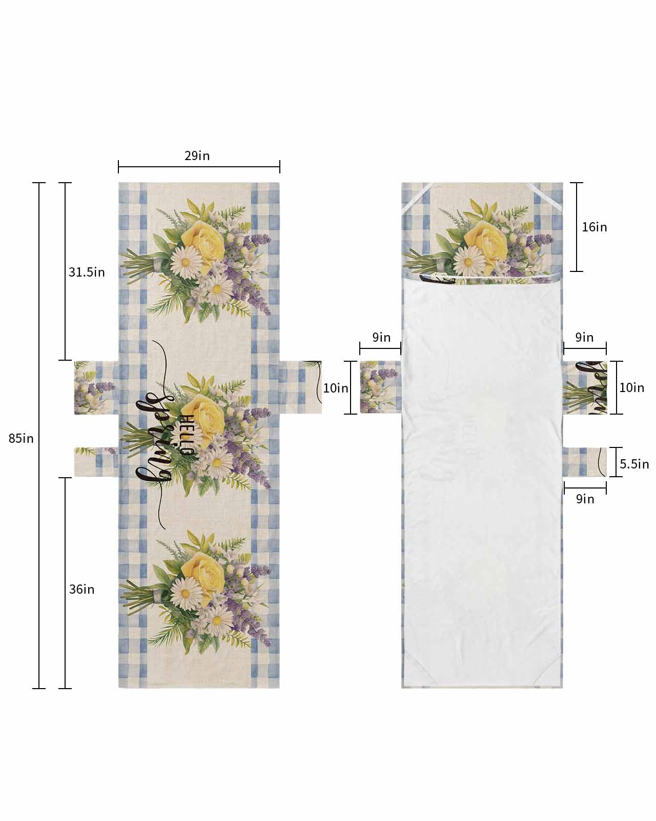 Spring Floral Beach Lounge Chair Towel Cover, Soft Chaise Lounge Towel with Side Pockets Patio Pool Chairs Cover for Beach/Pool Sunbathing 29x85 Blue Plaid Summer Botanical Flowers