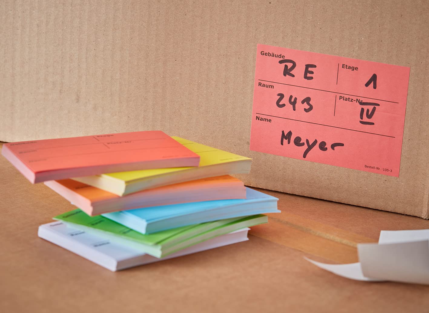 BB-Verpackungen 50 Rote Umzugsetiketten 105 x 75 mm (selbstklebende Umzugsetiketten, ablösbar)
