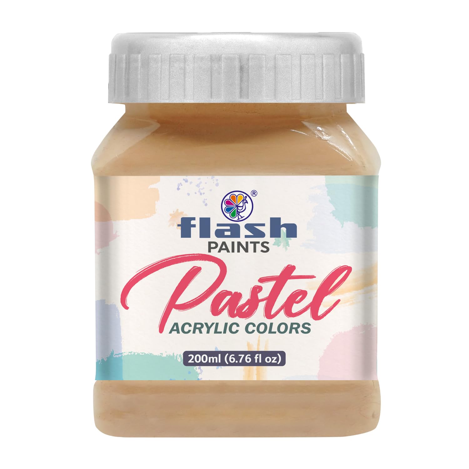 Flash Pastel Acrylic Colours-Rich Pigments Non Fading Non Toxic Acrylic Paint Set for Artists Professionals Students Hobby Painters (Set of 1 Color-200 ml, Peach)
