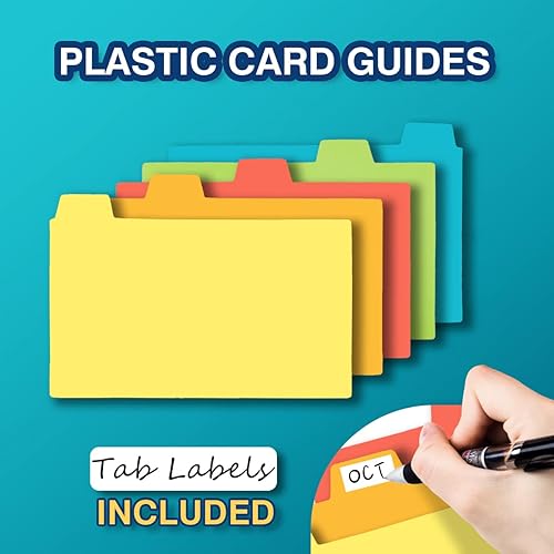 Miniatura 5 de H4D Tarjetero de índice de 3 x 5 con 100 tarjetas de índice a rayas pesadas y separadores de plástico, verde lima