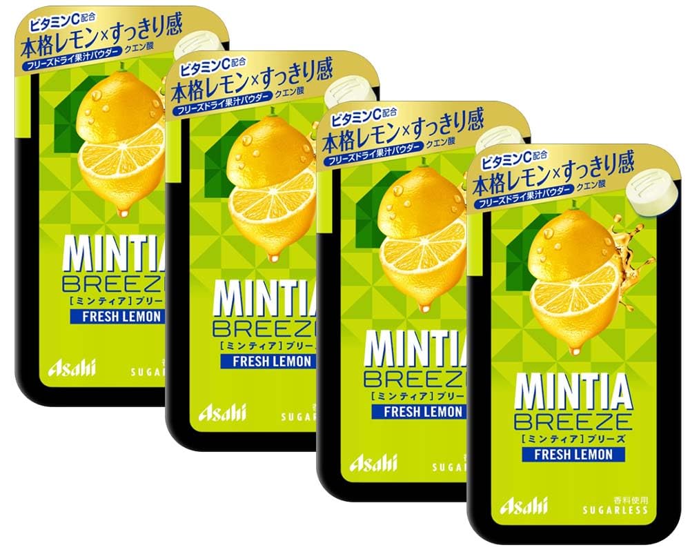 MINTIA Breeze Fresh Lemon, Japanese Tablet Candy 30 pieces x 4 sets Asahi Group Foods With MAIKO sticker Pio big bazar