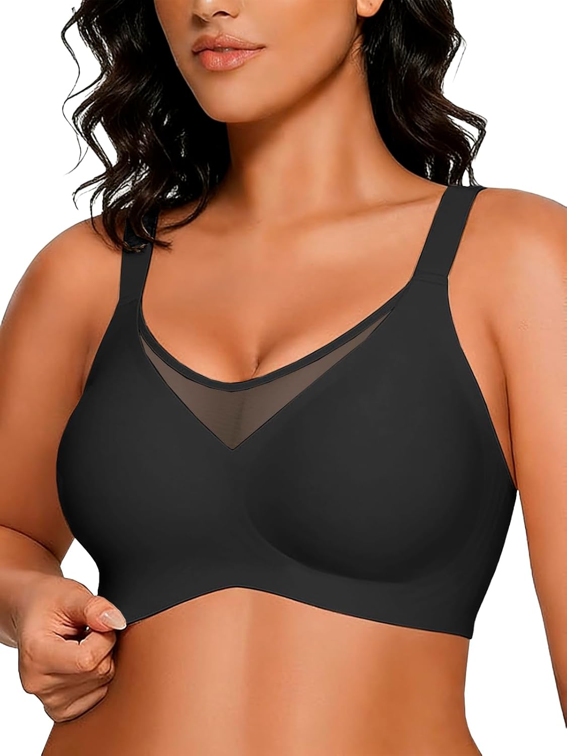 COCOMARTS Jelly Bras for Women No Underwire Push Up V Mesh Seamless Comfort Tshirt Bra Supportive Lift Bralette Everyday Bra