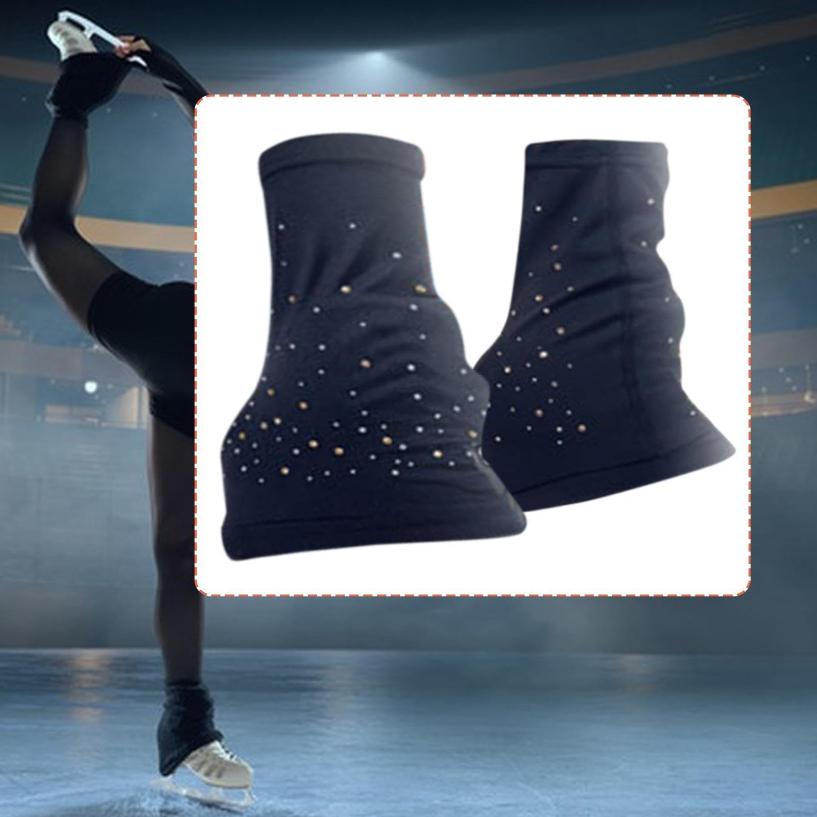 F Fityle Calentadores de piernas para patinaje artístico, protección térmica, modernos y elegantes, elásticos sobre bota, antideslizantes para entrenamiento
