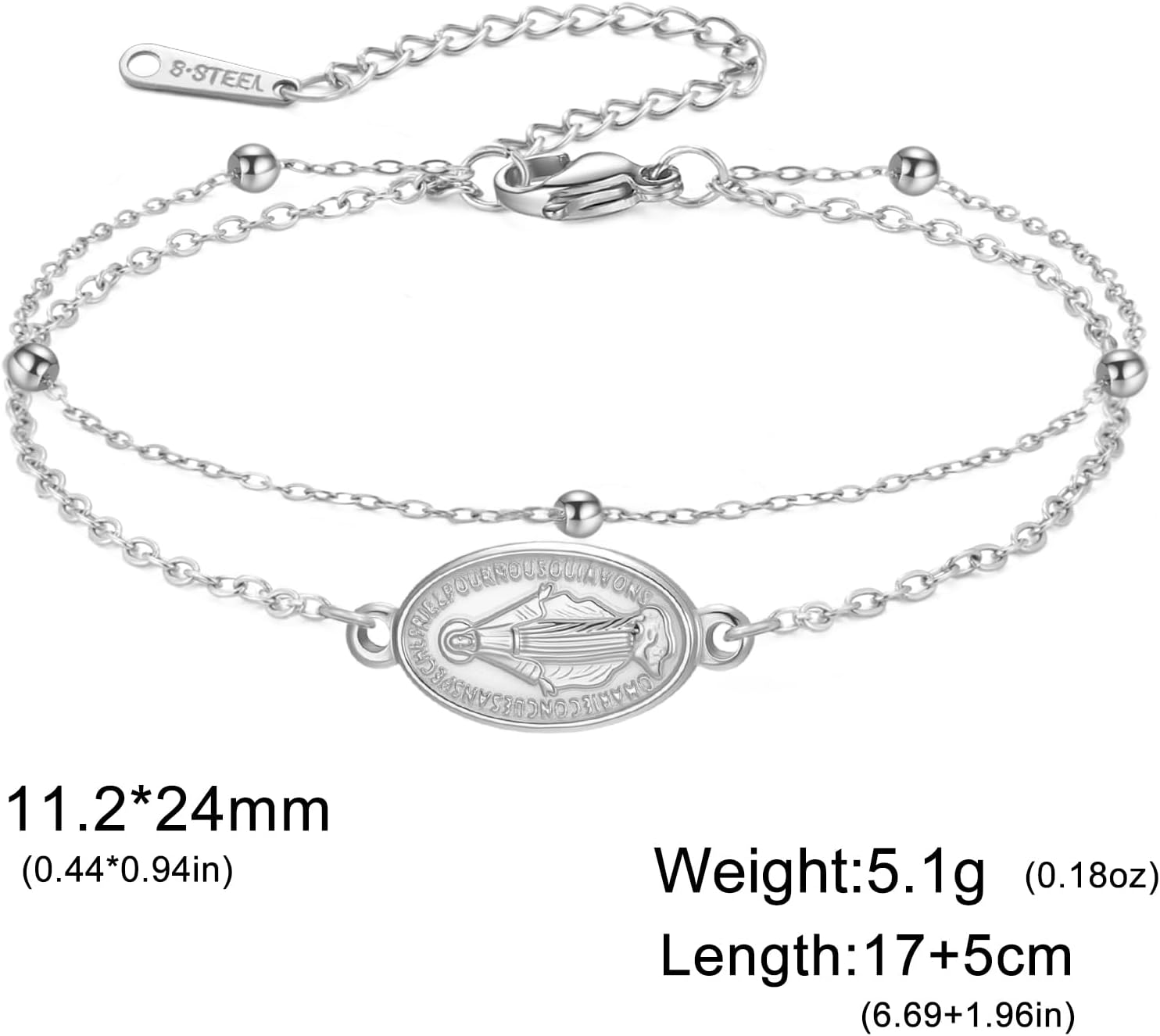 TEAMER Dainty Virgin Mary Rosary Bracelet Mother Mary Double Layer Beads Chain Bracelet Religious Faith Protection Jewelry For Women - Image 7