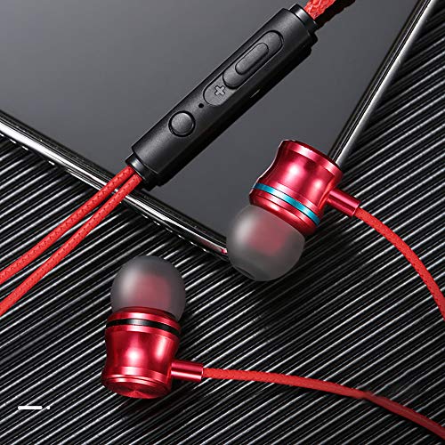 yuanzhou Headphones in-Ear Metal Red and Blue Ring Sports Headset with Heavy Bass