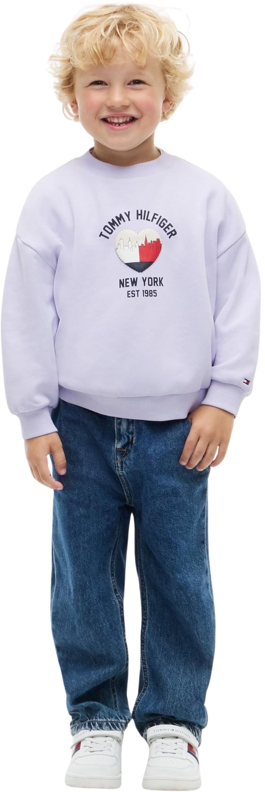 Tommy Hilfiger Kids Gender Inclusive Lu Crewneck Sweatshirt KS0KS00781 Pullover Sweatshirt, Purple, 24 Month